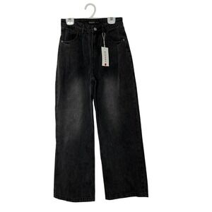 Wide Leg Cropped Jeans High Rise Black Minimalist Capsule Modern Denim 4